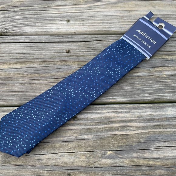 Addiction Men Blue Necktie Classic Length Tie Fash - Picture 2 of 7